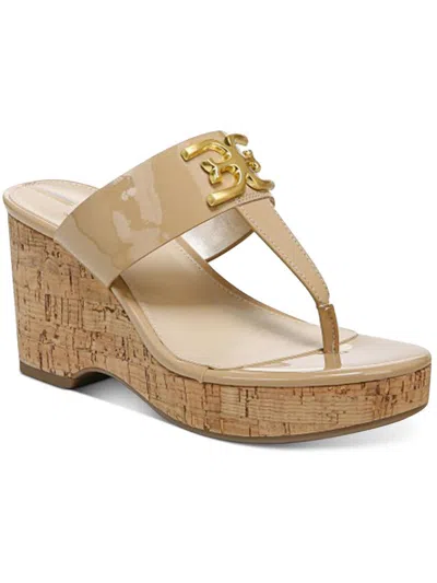 SAM EDELMAN YARDLIE WOMENS PATENT CORK WEDGE SANDALS