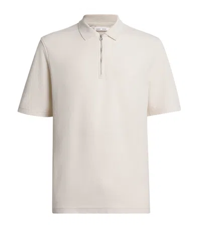 SAMSOE & SAMSOE ORGANIC COTTON ZIP-UP POLO SHIRT