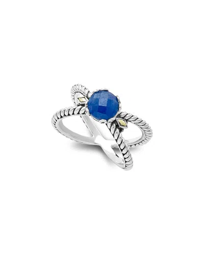 SAMUEL B. SAMUEL B. 18K & SILVER 1.10 CT. TW. BLUE SAPPHIRE X RING