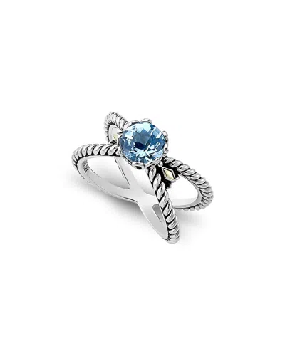 SAMUEL B. SAMUEL B. 18K & SILVER 1.40 CT. TW. BLUE TOPAZ X RING