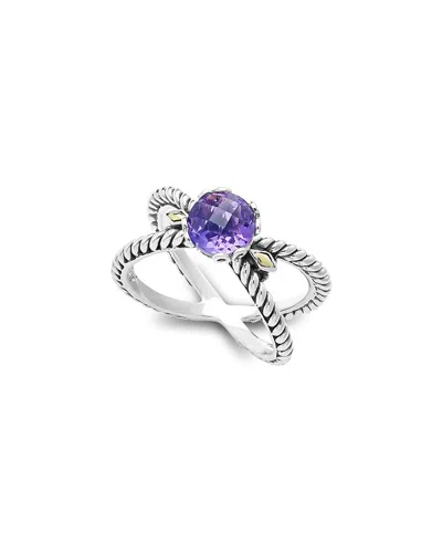 SAMUEL B. SAMUEL B. 18K & SILVER AMETHYST X RING