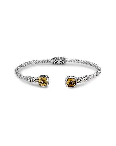 SAMUEL B. SAMUEL B. JEWELRY 18K & STERLING SILVER 2.90 CT. TW. CITRINE HINGED BANGLE BRACELET