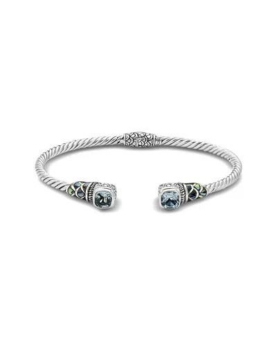 SAMUEL B. SAMUEL B. SILVER 1.70 CT. TW. BLUE TOPAZ & PEARL BRACELET