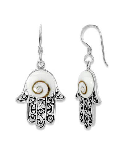 SAMUEL B. SAMUEL B. SILVER SHIVA EYE SHELL SHIVA EYE HAMSA EARRINGS
