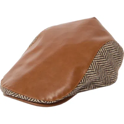 SAN DIEGO HAT SAN DIEGO HAT FAUX LEATHER HERRINGBONE DRIVING CAP