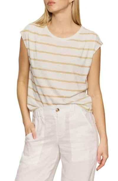 SANCTUARY SANCTUARY PLEATED STRIPE MUSCLE TEE