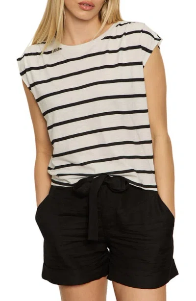 SANCTUARY SANCTUARY PLEATED STRIPE MUSCLE TEE