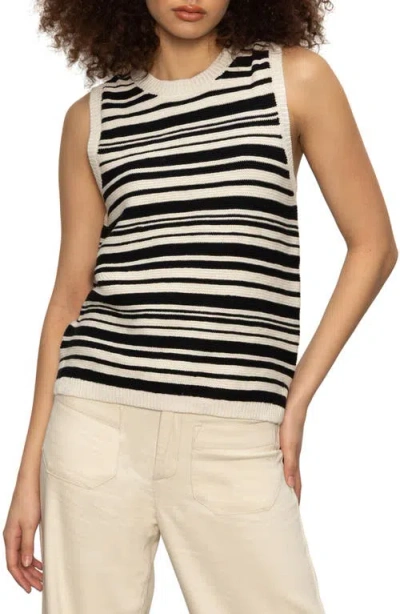 SANCTUARY SANCTUARY STRIPE SLEEVELESS COTTON SWEATER