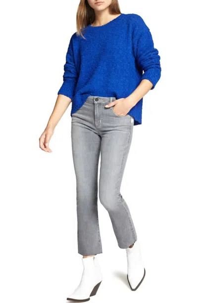 SANCTUARY TEDDY KNIT TEXTURED CREW NECK SWEATER IN BLUE
