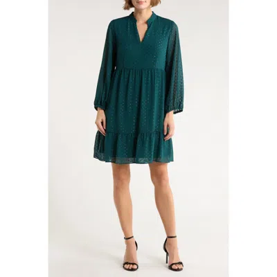 SANDRA DARREN SANDRA DARREN SHIMMER SWISS DOT LONG SLEEVE DRESS