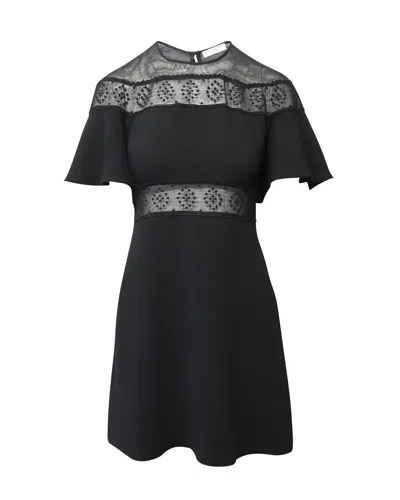 SANDRO ANGIE EMBROIDERED LACE MINI DRESS IN BLACK POLYESTER