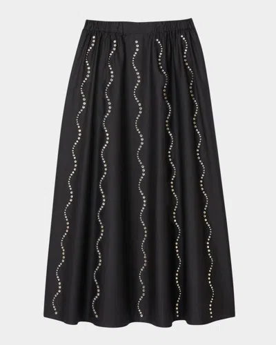 SANDRO AVIV EMBELLISHED MIDI SKIRT