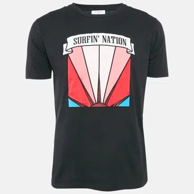 SANDRO BLACK EMBROIDERED COTTON T-SHIRT M