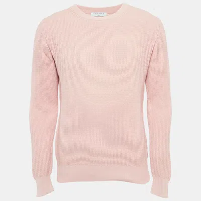 SANDRO PINK COTTON KNIT CREW NECK JUMPER M