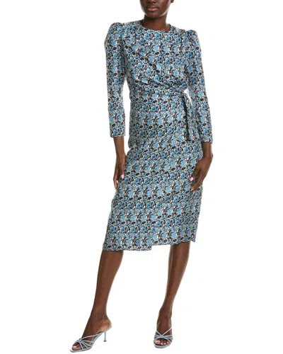 SANDRO SANDRO PUFF SLEEVE SILK WRAP DRESS