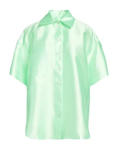 SANDRO SANDRO WOMAN SHIRT LIME GREEN SIZE 4 POLYESTER, SILK