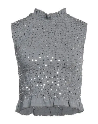 SANDRO SANDRO WOMAN TOP GREY SIZE 3 VISCOSE, ELASTANE, POLYESTER