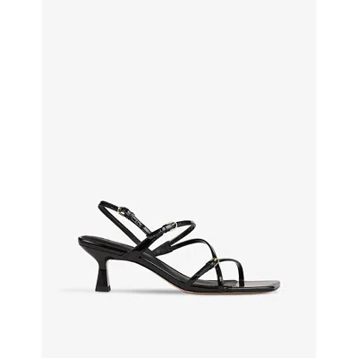 SANDRO WOMENS SANDRO STRAPPY SQUARE-TOE LEATHER HEELED SANDALS