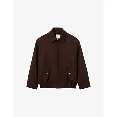 SANDRO WOMENS BROWN OVERSIZED ZIP-UP WOVEN JACKET