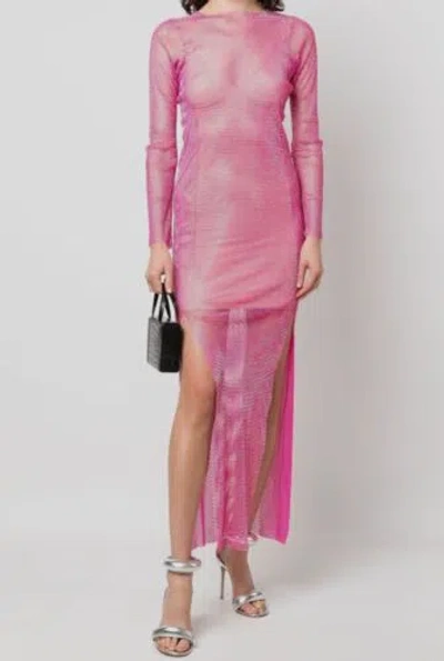 SANTA $1060 SANTA BRANDS WOMEN'S PINK SHEER EMBELLISHED KNIT MAXI DRESS ONE SIZE