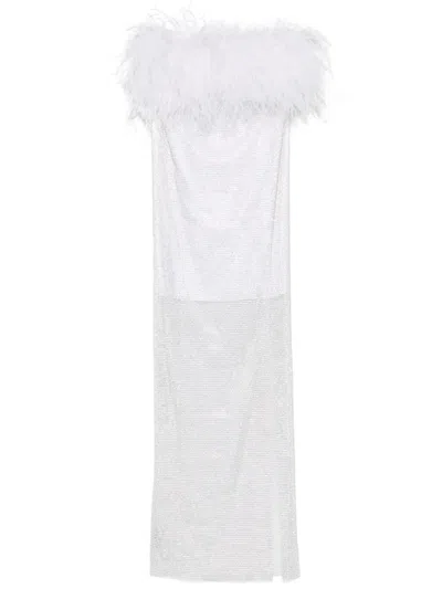 SANTA FEATHERS-DETAILED MIDI DRESS