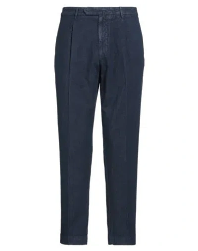 SANTANIELLO SANTANIELLO EVOLUTO MAN PANTS MIDNIGHT BLUE SIZE 40 COTTON, LINEN