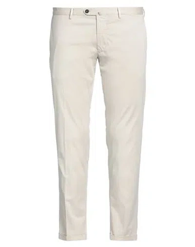 SANTANIELLO SANTANIELLO MAN PANTS IVORY SIZE 40 COTTON, ELASTANE