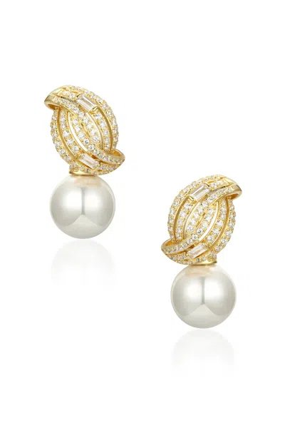 SANTINNI WOMEN'S ‘BALMORAL’ PEARL DROP GOLD-PLATED SILVER EARRINGS