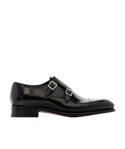 SANTONI SANTONI BUCKLE DETAILED SLIP-ON MONK SHOES