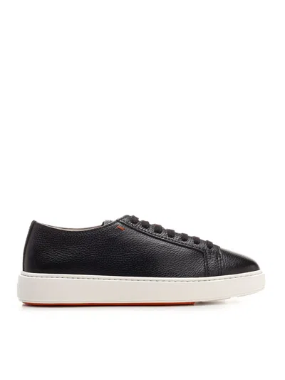 SANTONI HAMMERED SNEAKERS IN BLACK