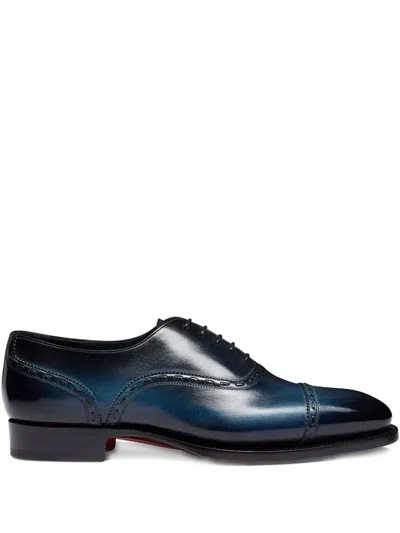 SANTONI LACE-UP LEATHER OXFORD SHOES