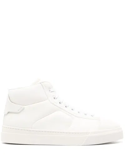 SANTONI LEATHER HIGH-TOP SNEAKERS