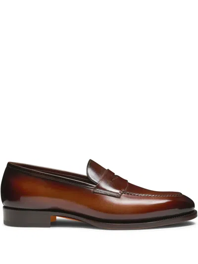 SANTONI LEATHER LOAFERS