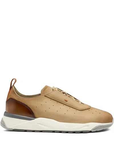 SANTONI LEATHER SNEAKERS