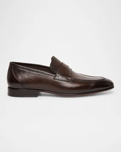 SANTONI MEN'S GANNON LEATHER PENNY LOAFERS