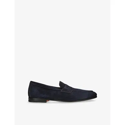 SANTONI MENS SANTONI CARLO SUEDE PENNY LOAFERS