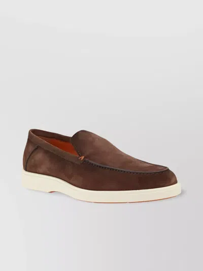 SANTONI MODERN STITCHED SUEDE LOAFERS