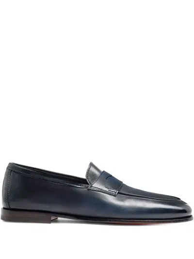 SANTONI PENNY LEATHER LOAFERS