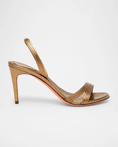 SANTONI SERPENTINE METALLIC HALTER SANDALS