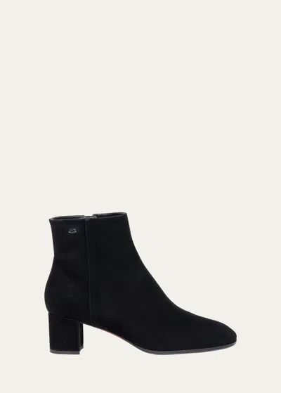 SANTONI SUEDE BLOCK-HEEL ANKLE BOOTIES