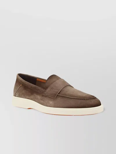 SANTONI SUEDE LOAFERS MODERN RUBBER SOLE