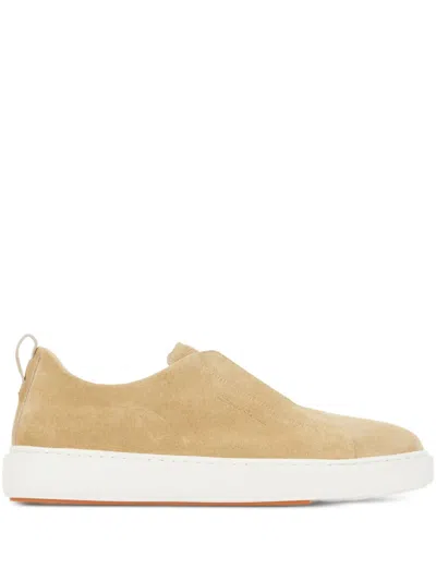 SANTONI SUEDE SLIP-ON SNEAKERS