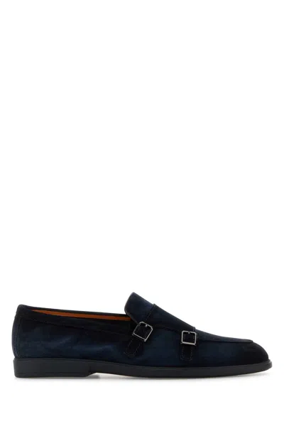 SANTONI SANTONI MIDNIGHT BLUE SUEDE PURA LOAFERS