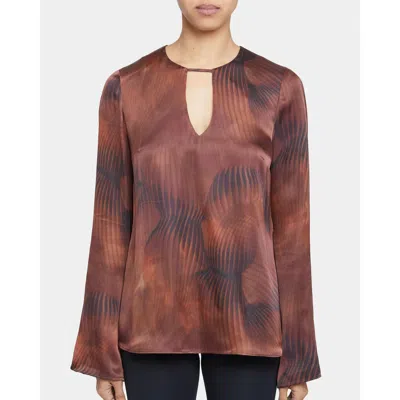 SANTORELLI SANTORELLI NOA LONG SLEEVE KEYHOLE SILK BLOUSE
