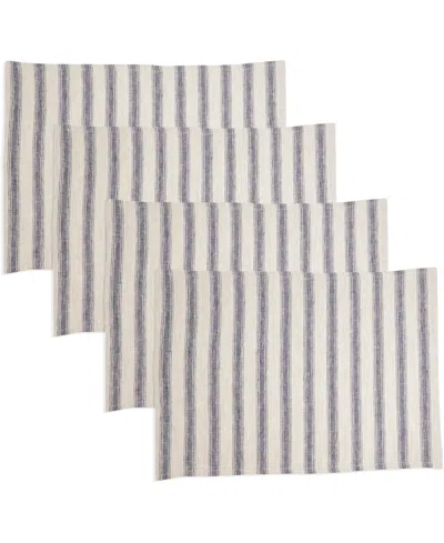 SARO LIFESTYLE CLASSIC STRIPED PURE LINEN PLACEMATS, 14" X 20"