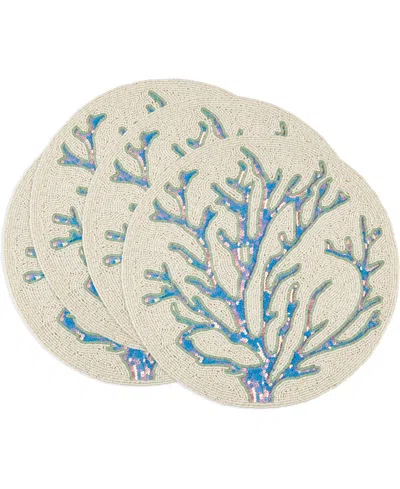 SARO LIFESTYLE COASTAL CORAL BEADED PLACEMATS, 15" ROUND