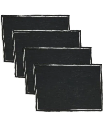 SARO LIFESTYLE DOUBLE LINE EMBROIDERED PLACEMATS, 14" X 20"