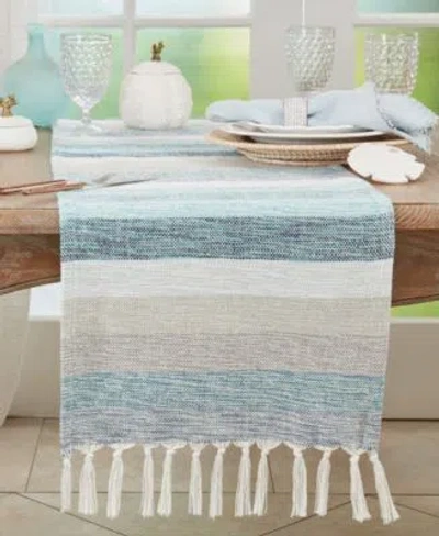 SARO LIFESTYLE FRINGED STRIPE TABLE RUNNER COLLECTION