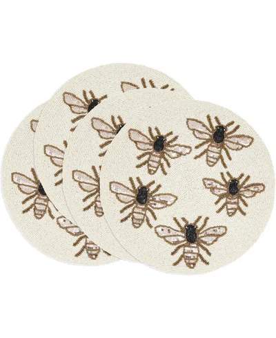 SARO LIFESTYLE GARDEN BUZZ BEADED PLACEMATS, 15" ROUND