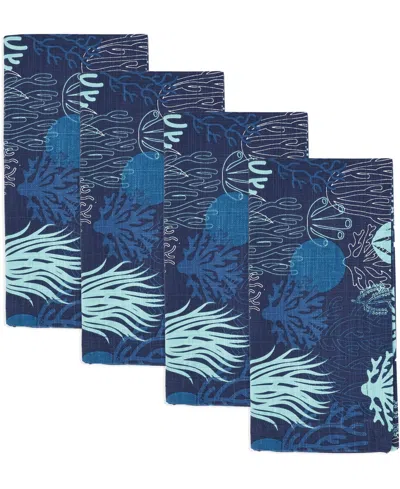 SARO LIFESTYLE OCEAN DEPTHS COTTON CORAL NAPKINS, 20" X 20"